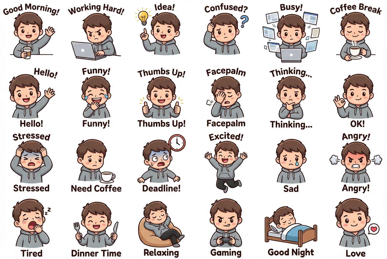 Q‑style English Stickers